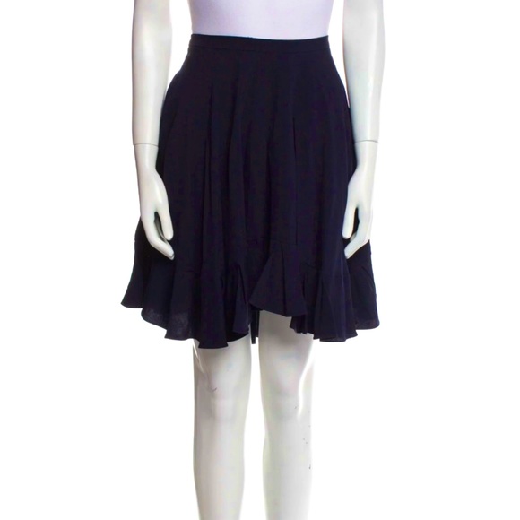 Chloé Navy Flowy Feminine Silk Lined Skirt